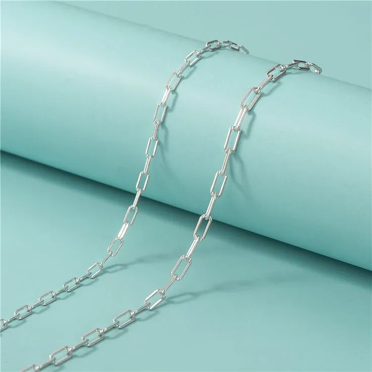 925 Sterling Silver Paperclip Paper Clip Chain